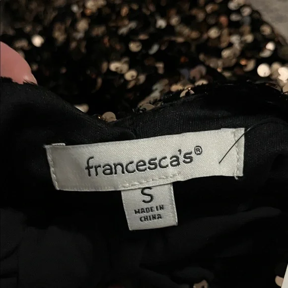 Francesca's Collections Black and Silver Sequin Mini Dress - Picture 2 of 4
